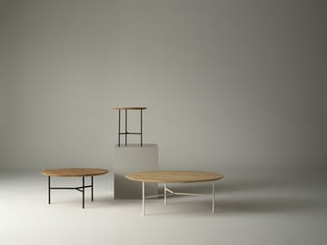 Mesita auxiliar Tribeca - Roble rústico aceitado, patas cromadas en satinado, ø47 cm - Mavis