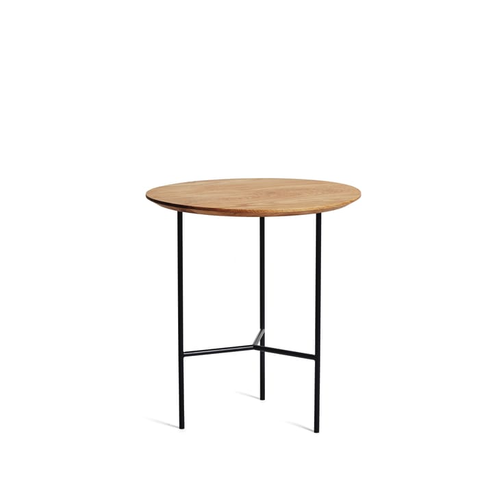 Mesita auxiliar Tribeca - Roble rústico aceitado, patas negras, ø47 cm - Mavis