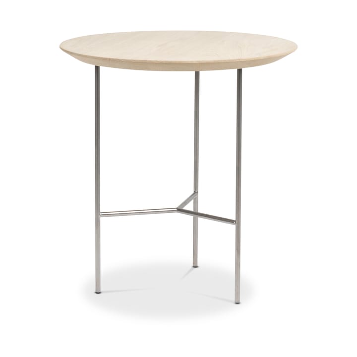 Mesita auxiliar Tribeca - Roble rústico enjabonado, patas cromadas en satinado, ø47 cm - Mavis