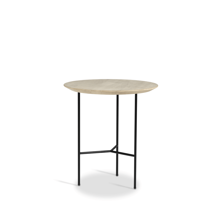 Mesita auxiliar Tribeca - Roble rústico enjabonado, patas negras, ø47 cm - Mavis
