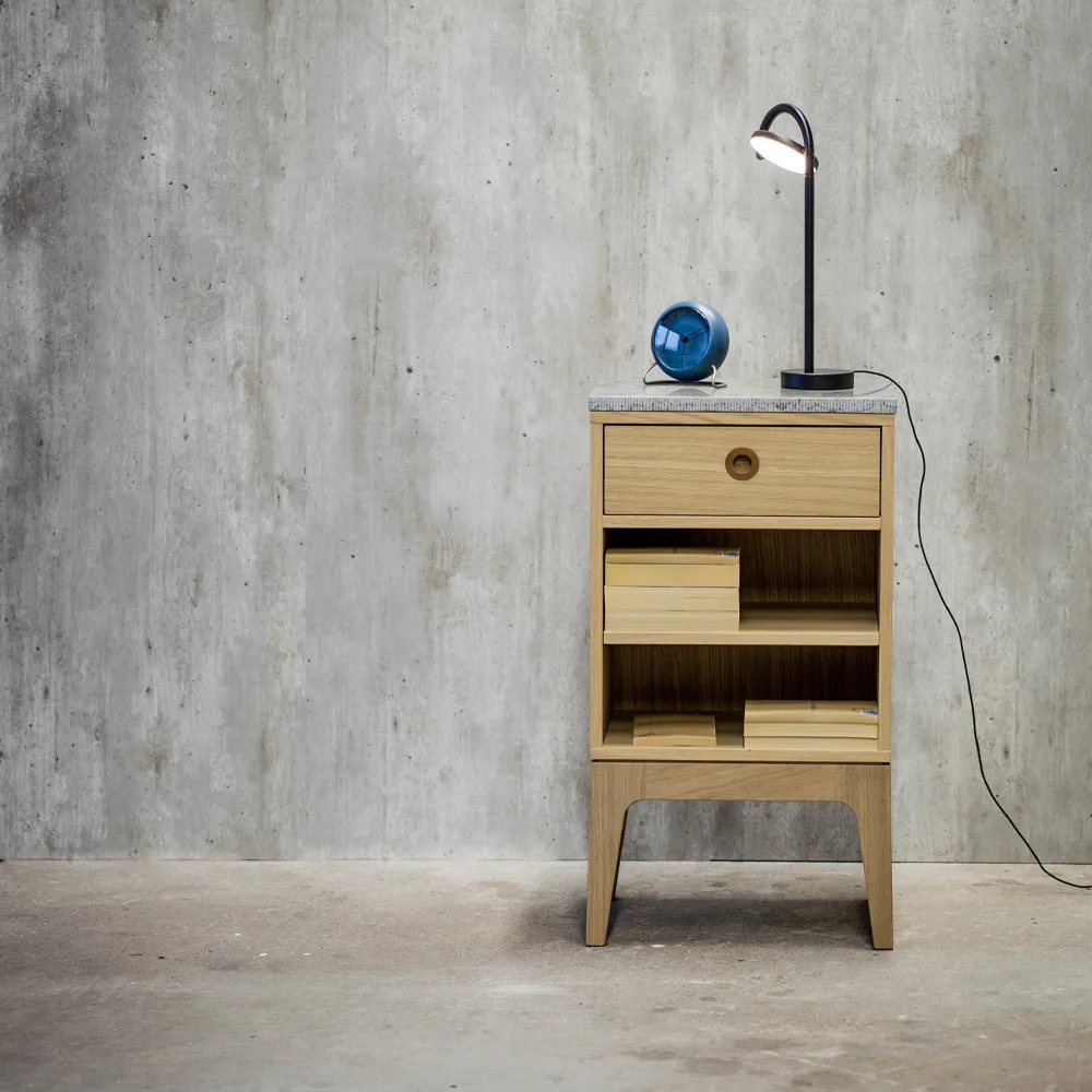 Mesita de noche Höllviken, Roble blanqueado, 1 caja Mavis