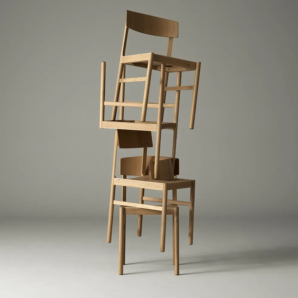 Silla Rod, Roble blanqueado con laca mate Mavis