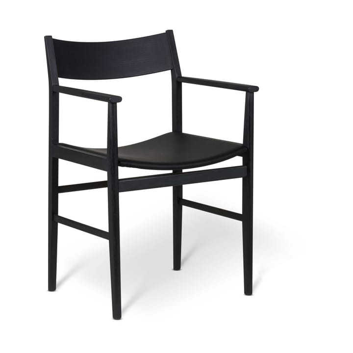 Siza silla con brazos - Fresno con lasur negro y tapizado de cuero - Mavis