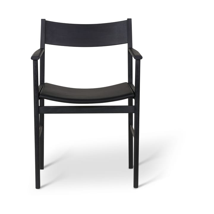 Siza silla con brazos, Fresno con lasur negro y tapizado de cuero Mavis