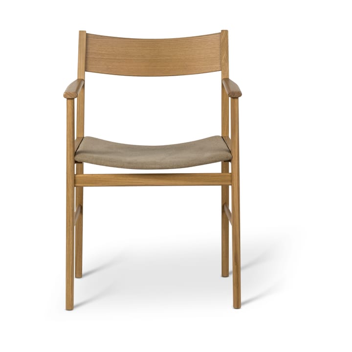 Siza silla con brazos, Roble blanqueado y tapizado en lino Mavis