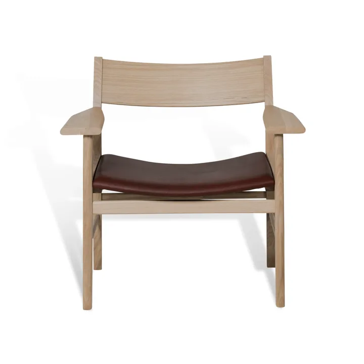 Siza sillón lounge - Roble lacado mate pigmentado en blanco – cuero Mocca Tärnsjö - Mavis