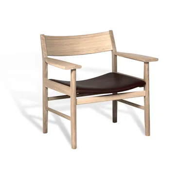 Siza sillón lounge - Roble lacado mate pigmentado en blanco – cuero Mocca Tärnsjö - Mavis