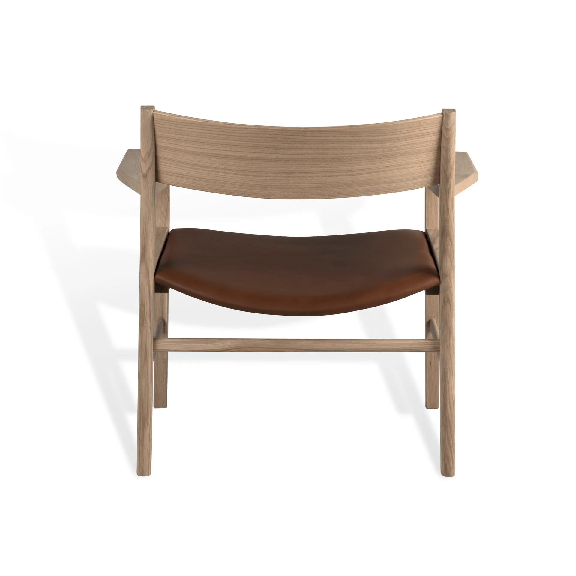 Siza sillón lounge, Roble mate lacado con pigmento blanco-Cognac cuero Tärnsjö Mavis