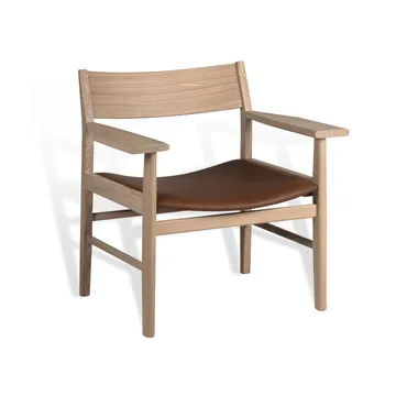 Siza sillón lounge - Roble mate lacado con pigmento blanco-Cognac cuero Tärnsjö - Mavis