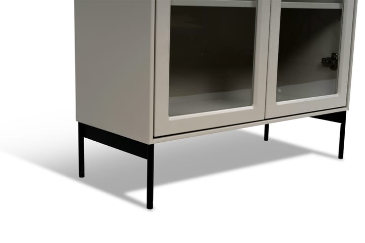 Vitrina Volt 130 cm beige, Detalles en negro Mavis