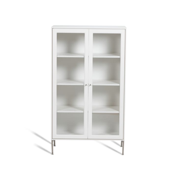 Vitrina Volt 130 cm blanco lacado - Detalles en acero inoxidable - Mavis