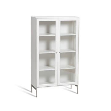 Vitrina Volt 130 cm blanco lacado - Detalles en acero inoxidable - Mavis