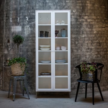 Vitrina Volt 190 cm lacado blanco - Detalles en acero inoxidable - Mavis