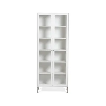 Vitrina Volt 190 cm lacado blanco - Detalles en acero inoxidable - Mavis