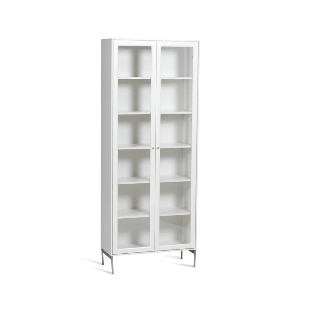 Vitrina Volt 190 cm lacado blanco, Detalles en acero inoxidable Mavis