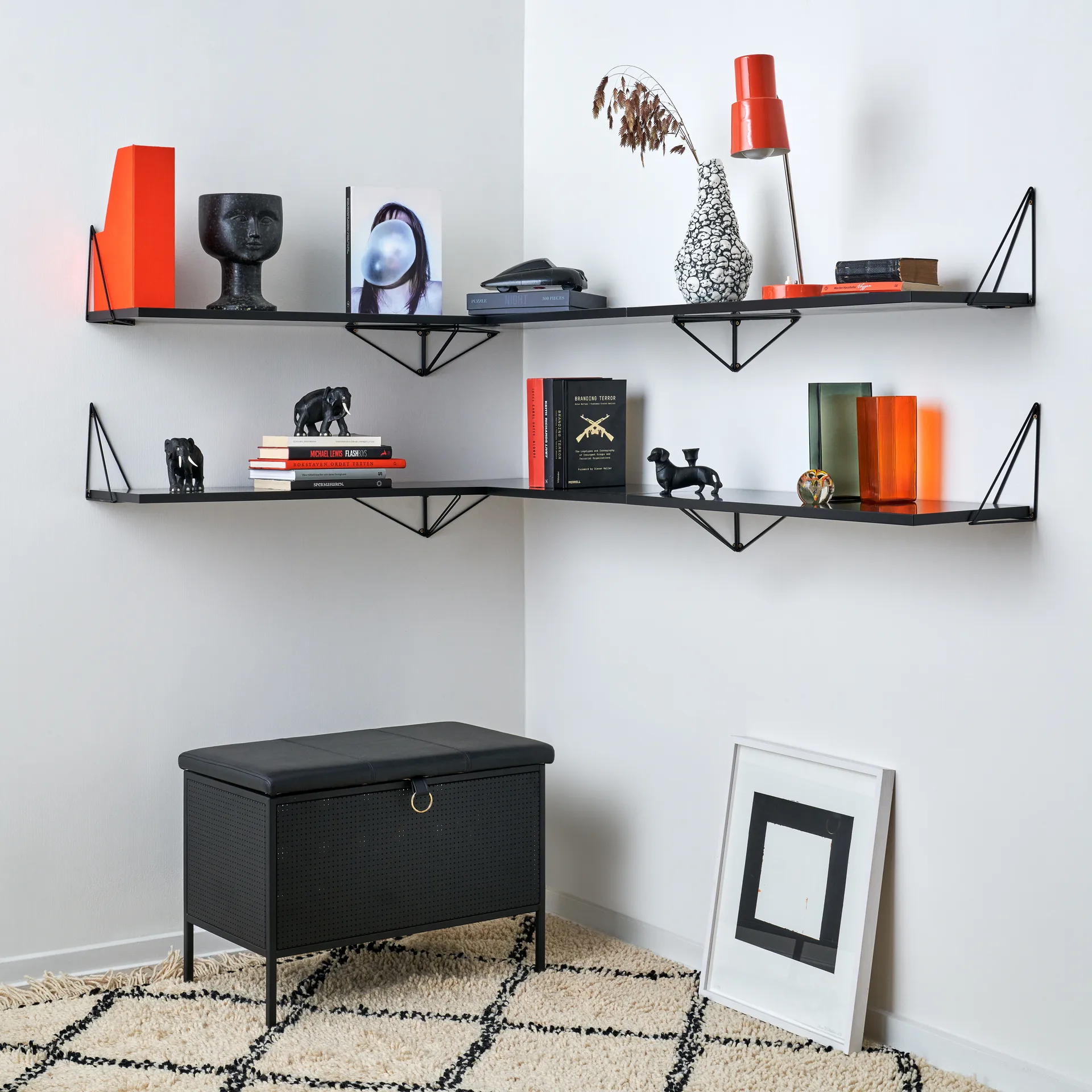 2 Soportes para balda Pythagoras, negro Maze