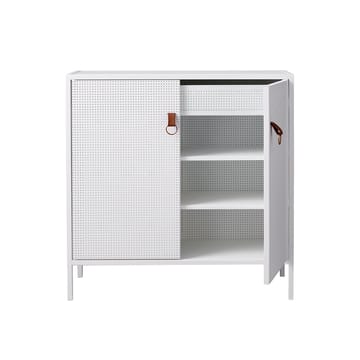 Aparador Liza - Blanco, detalles de cuero - Maze