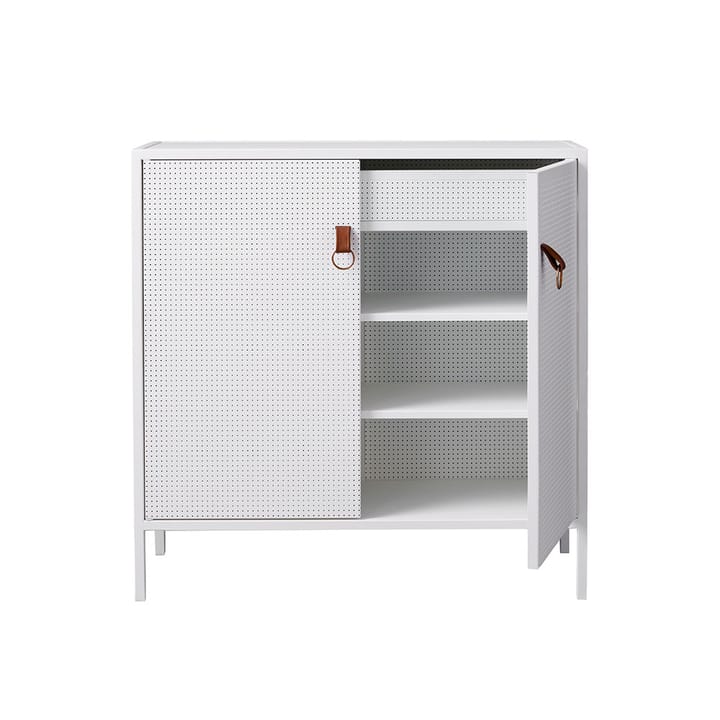 Aparador Liza, Blanco, detalles de cuero Maze