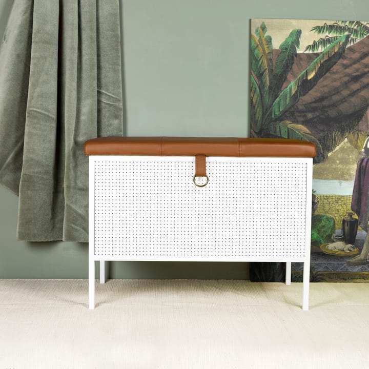 Banco con cajón Frank, Blanco-coñac  Maze