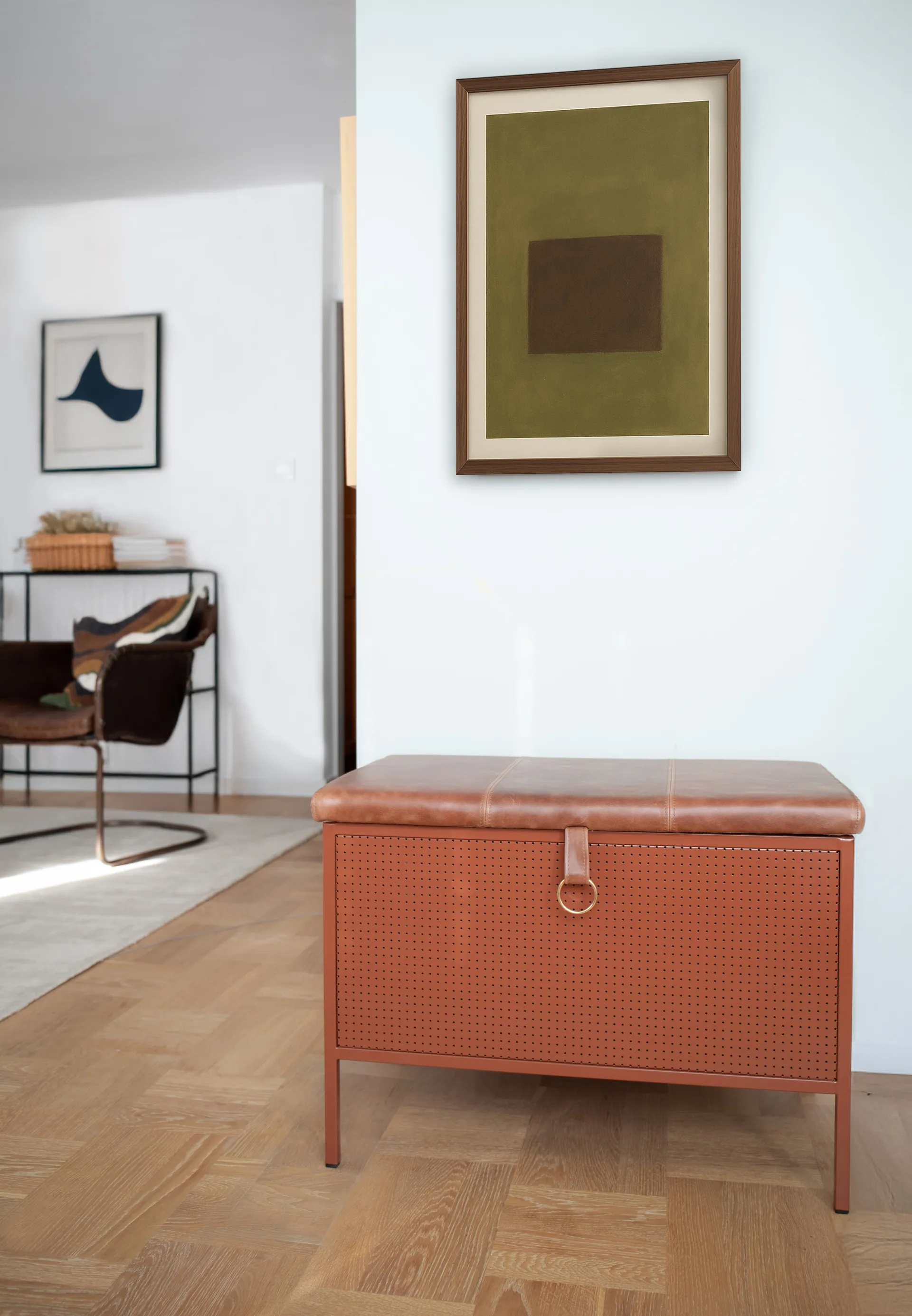 Banco con cajón Frank, Cinnamon-vintage cognac Maze