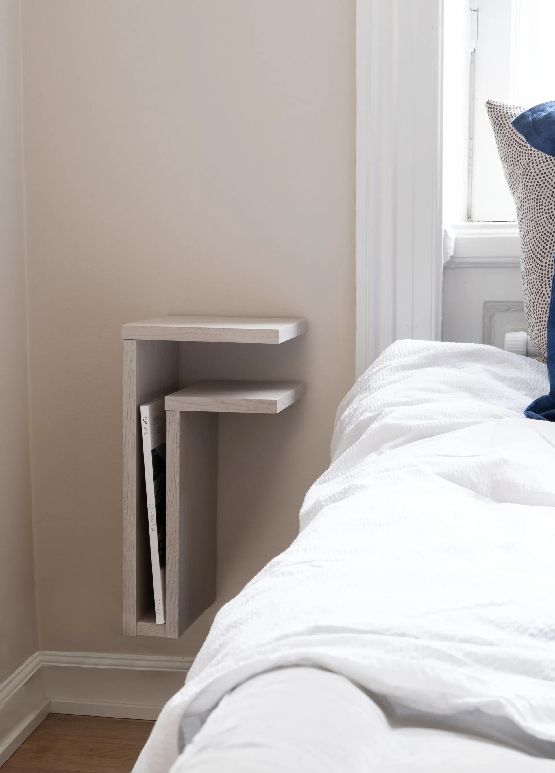 Estante de pared roble blanco F-shelf derecha + izquierda 2 partes Maze