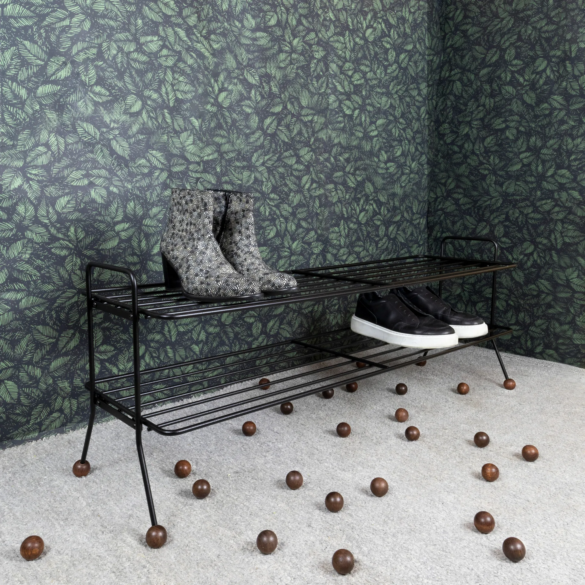 Estante zapatero Bill Shoe Shelf L, negro-marrón oscuro Maze