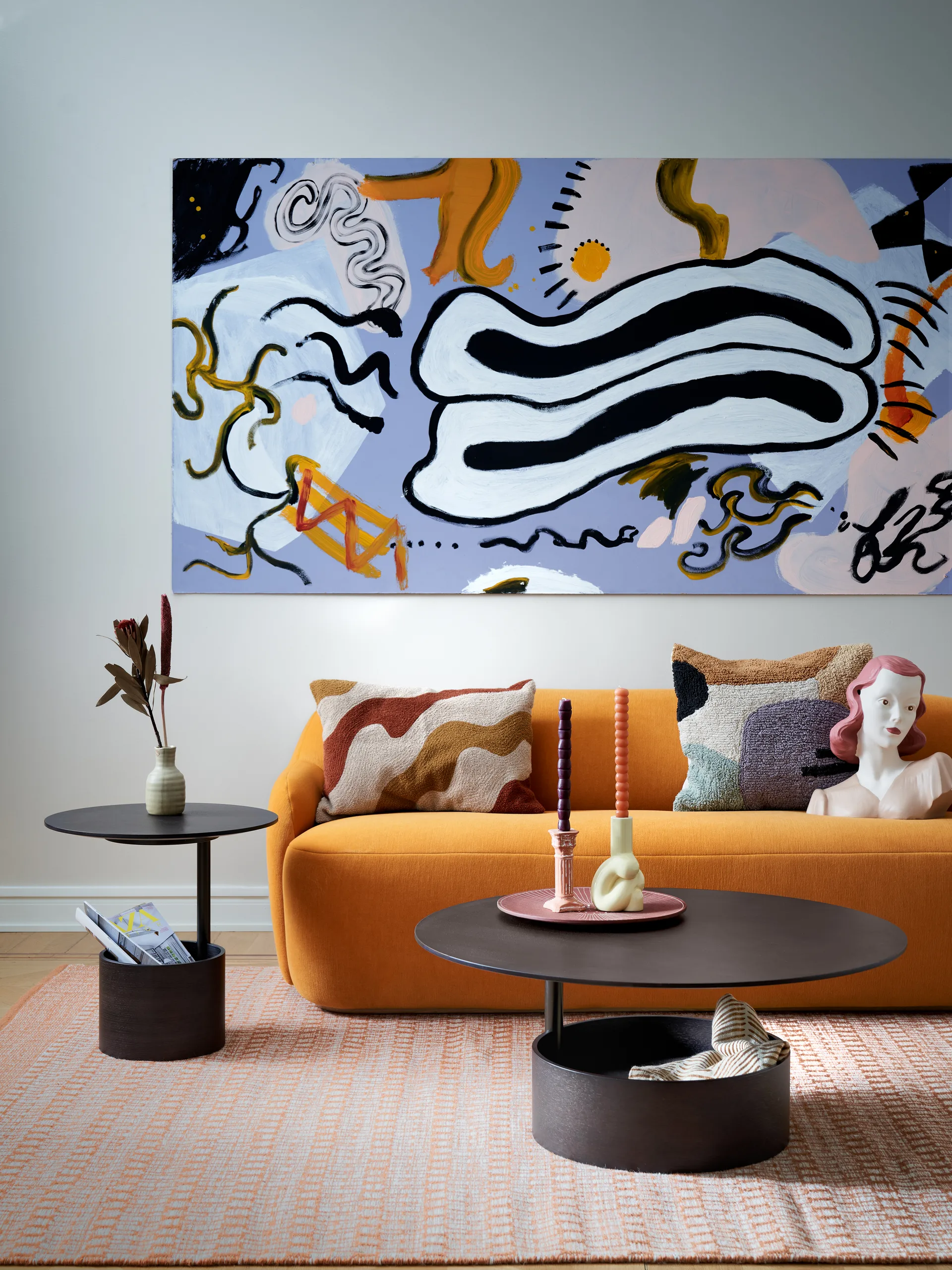 Mesa de centro Parasol L Ø90 cm, Dark stained oak Maze