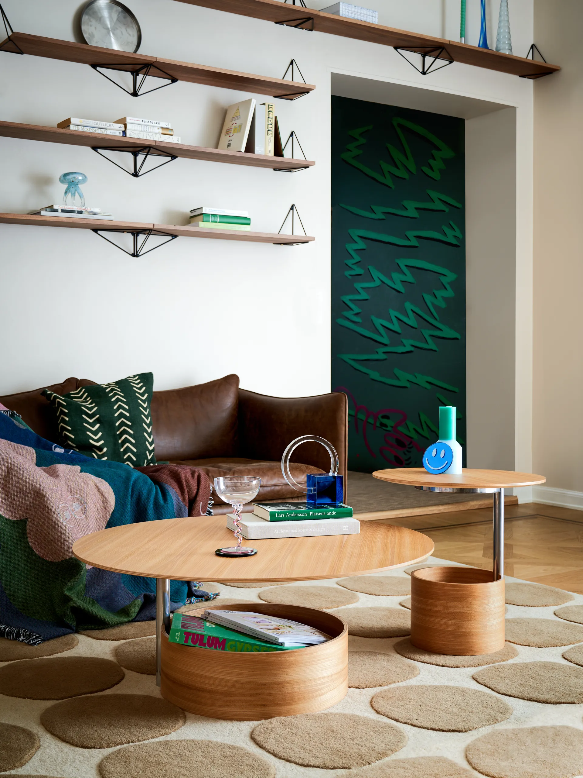 Mesa de centro Parasol L Ø90 cm, Oak Maze