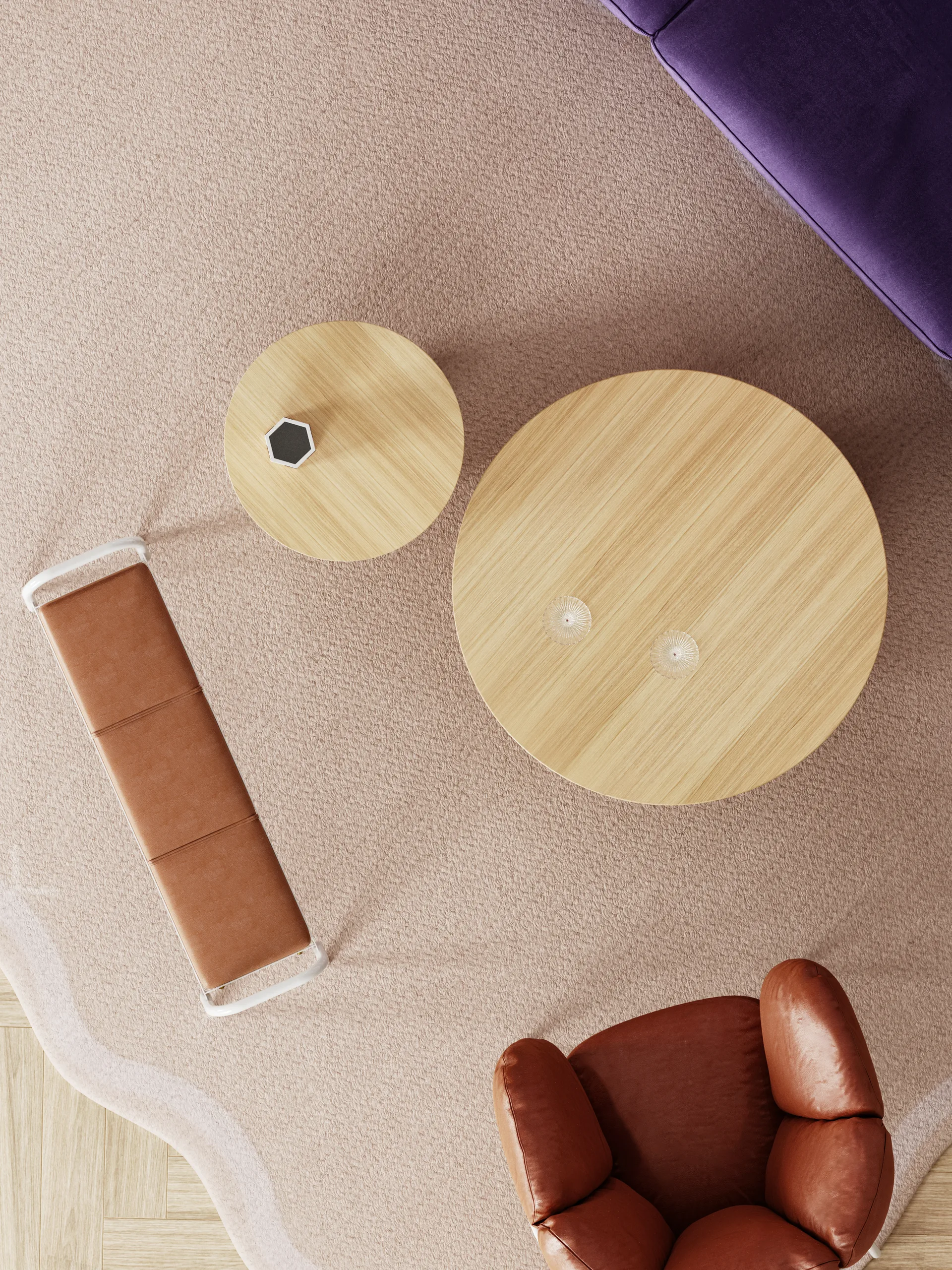 Mesa de centro Parasol L Ø90 cm, Oak Maze