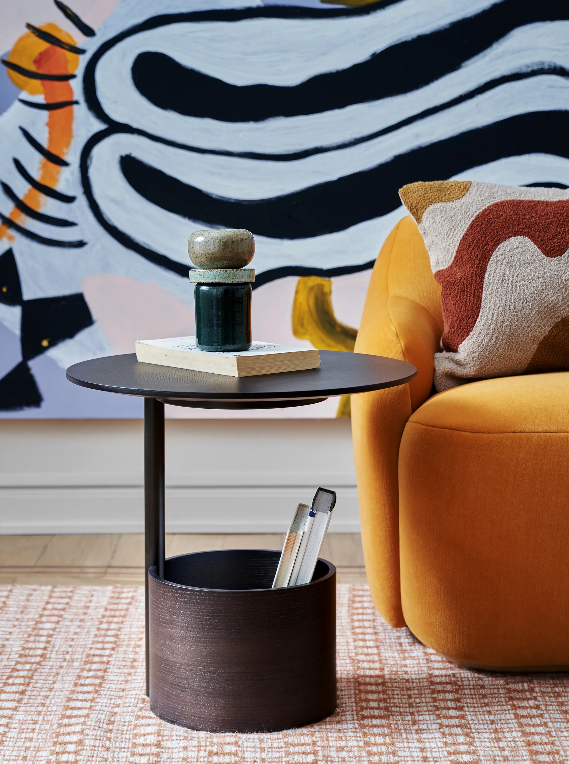 Mesa de centro Parasol S Ø50 cm, Dark stained oak Maze