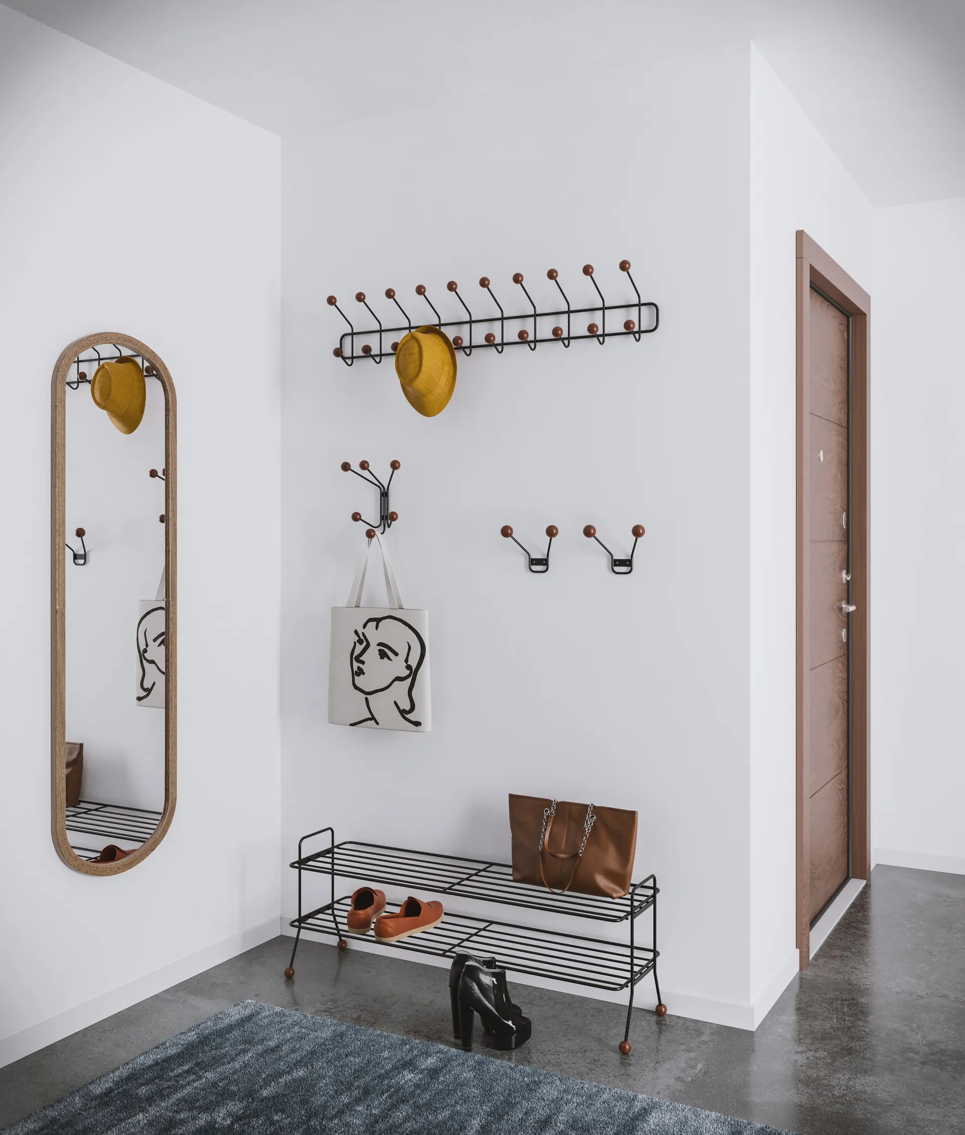 Perchero Bill Horizontal L, negro-marrón oscuro Maze