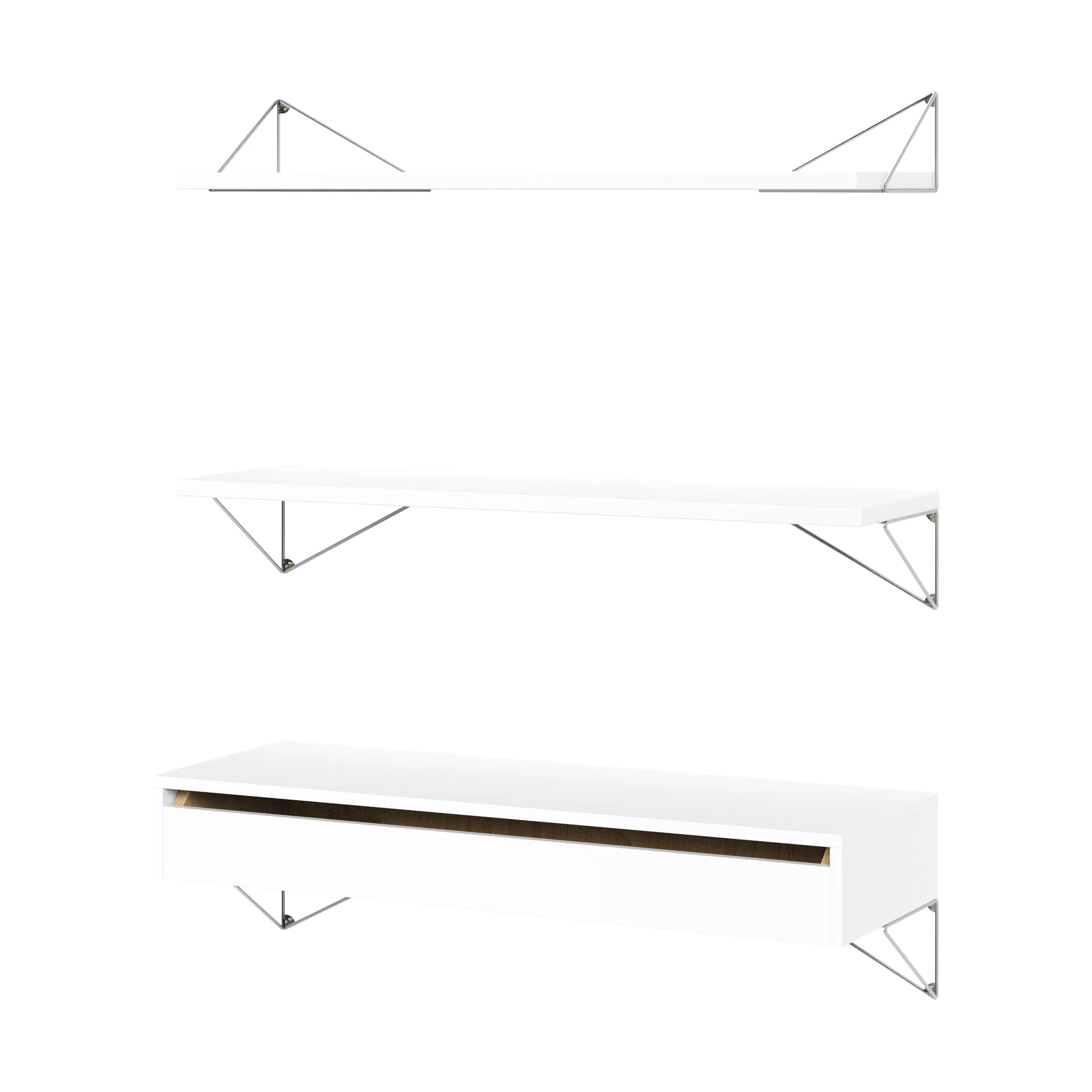 Sistema de estanterías Pythagoras Bundle C blanco-cromo,  Maze