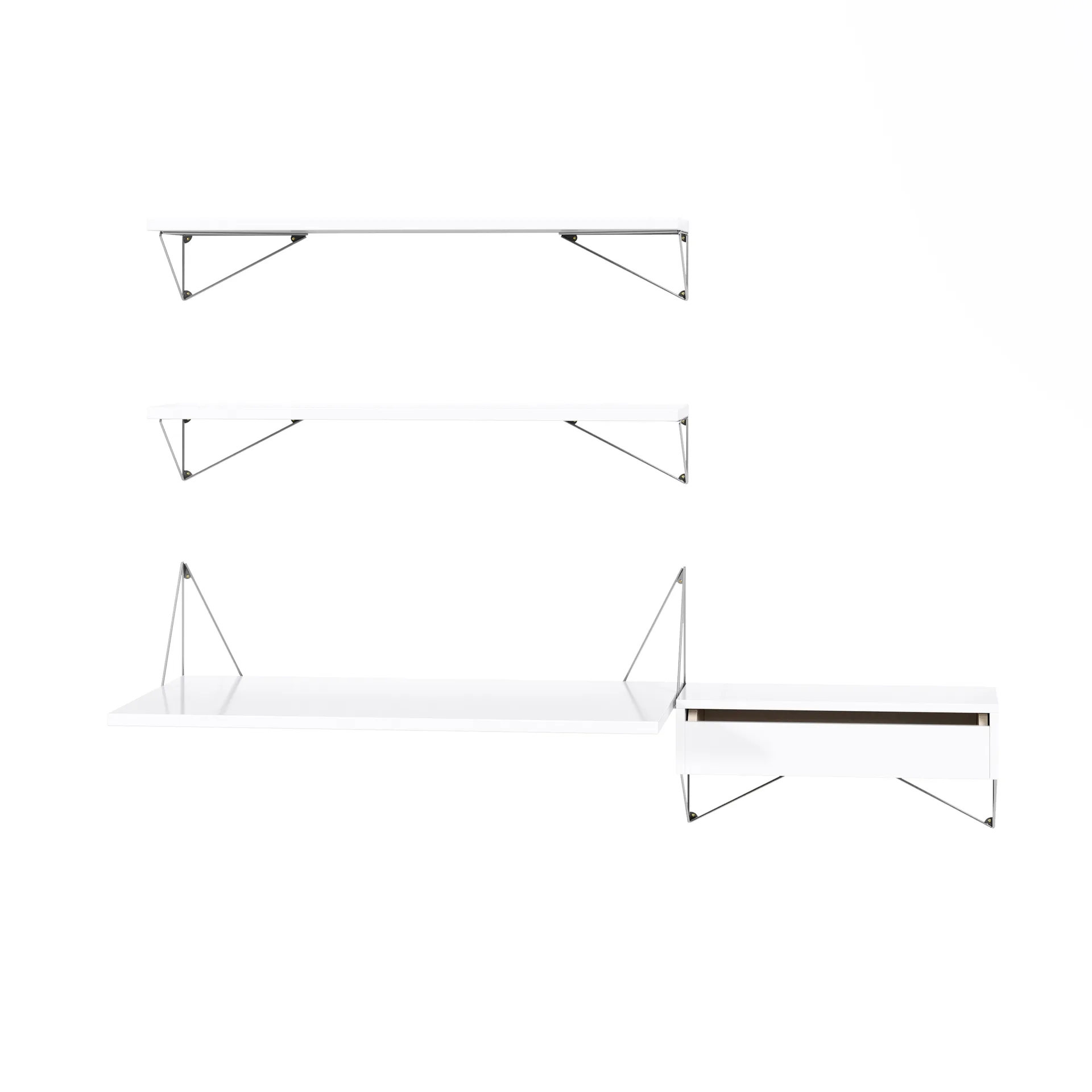 Sistema de estanterías Pythagoras Bundle E blanco-cromo,  Maze