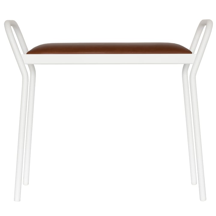 Taburete Anyone, Blanco con cuero coñac vintage Maze