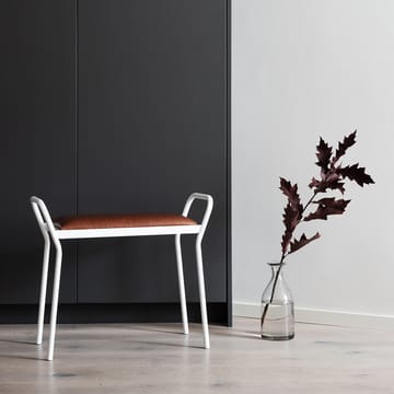 Taburete Anyone - Blanco con cuero coñac vintage - Maze
