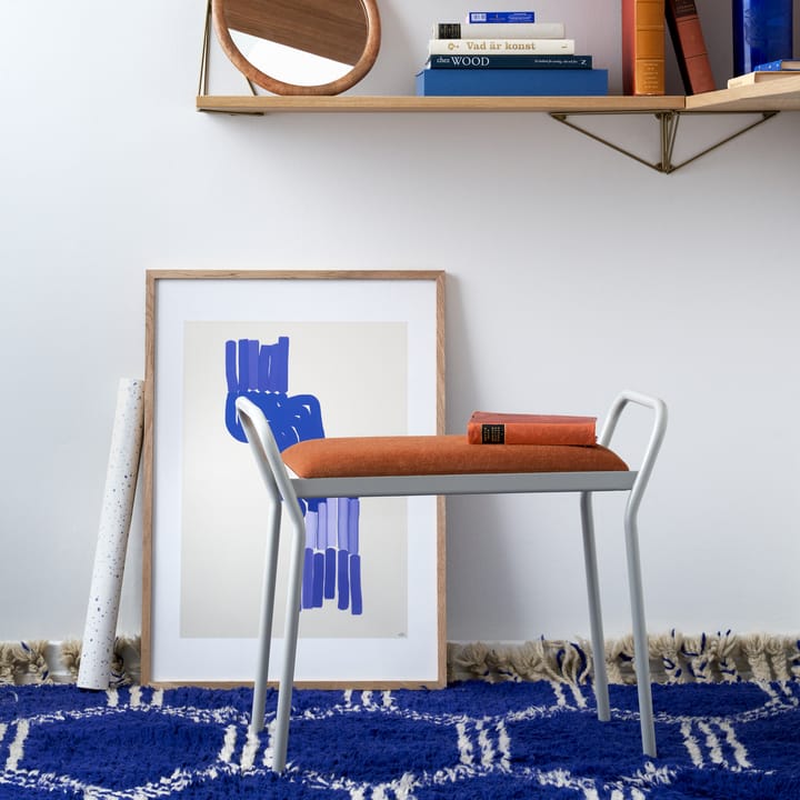 Taburete Anyone, Blanco con cuero coñac vintage Maze
