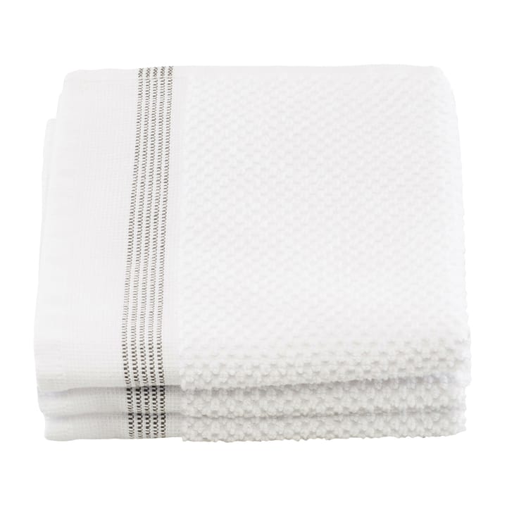 3 Toallas Meraki blanco con líneas grises - 30x30 cm - Meraki