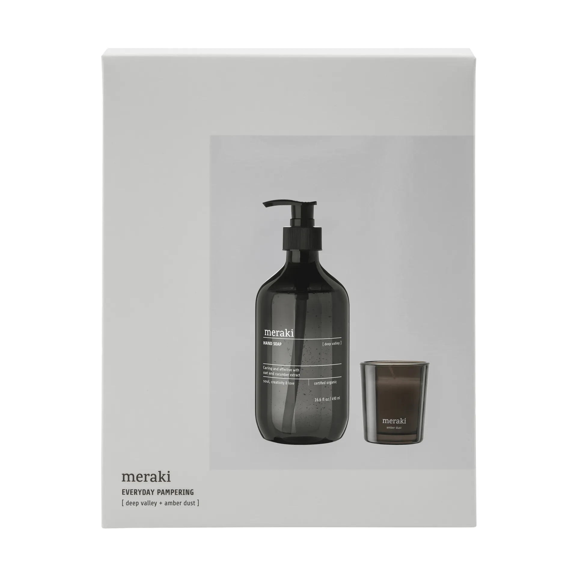 Caja de regalo jabón de manos y vela perfumada Meraki, Deep valley-Amber dust Meraki