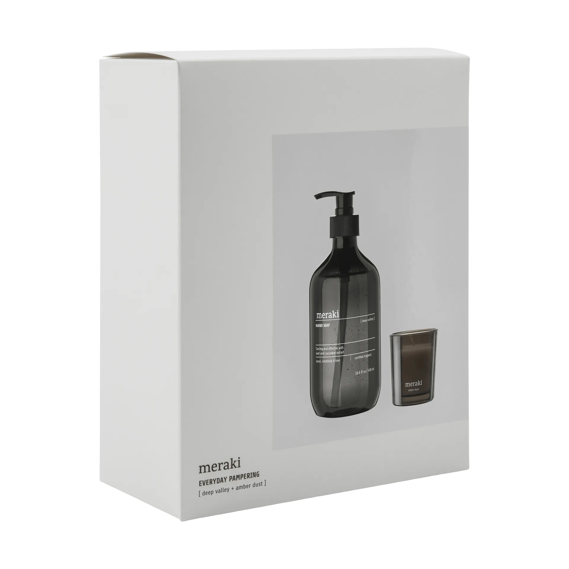 Caja de regalo jabón de manos y vela perfumada Meraki, Deep valley-Amber dust Meraki
