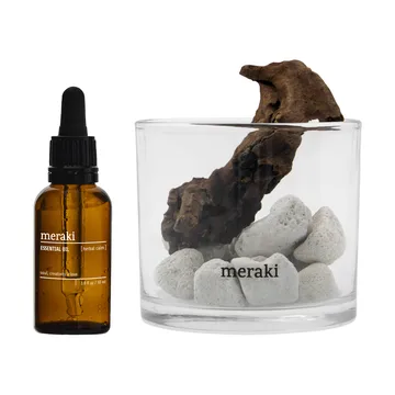 Difusor Meraki de piedra de lava y madera con aceite incluido - Herbal calm, Blanco - Meraki