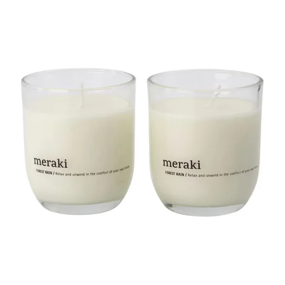 Set de 2 velas perfumadas Meraki 22 horas, Forest rain Meraki