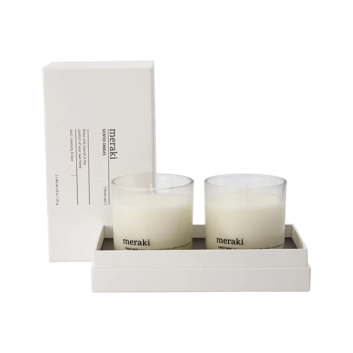 Set de 2 velas perfumadas Meraki 22 horas, Forest rain Meraki