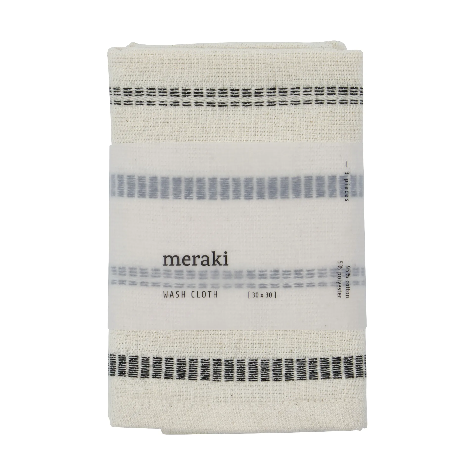 Set de 3 toallitas True, Blanco roto-negro Meraki
