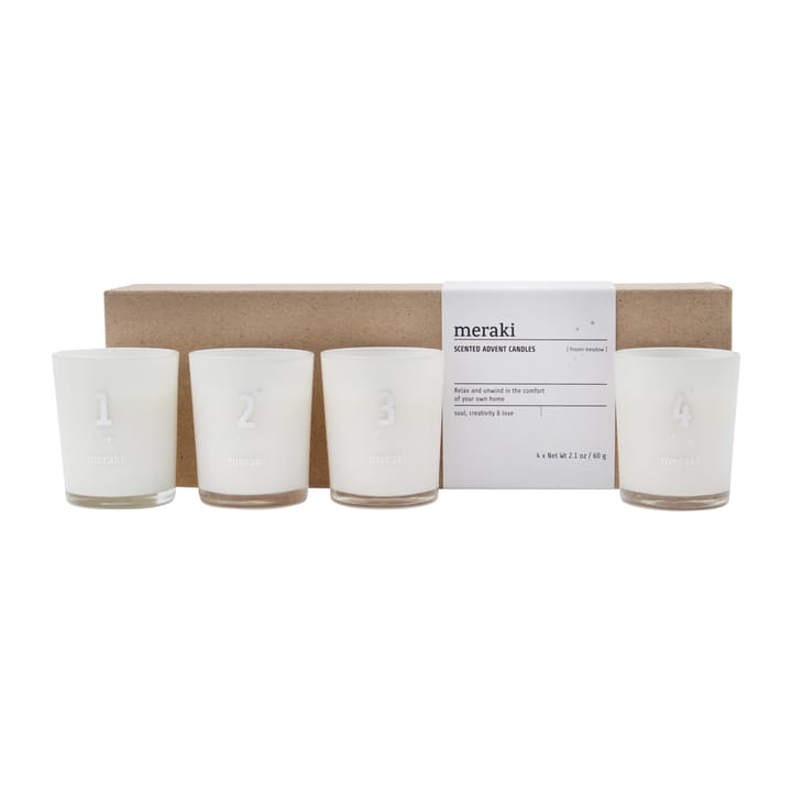 Set de 4 velas perfumadas Meraki advent, Frozen meadow Meraki