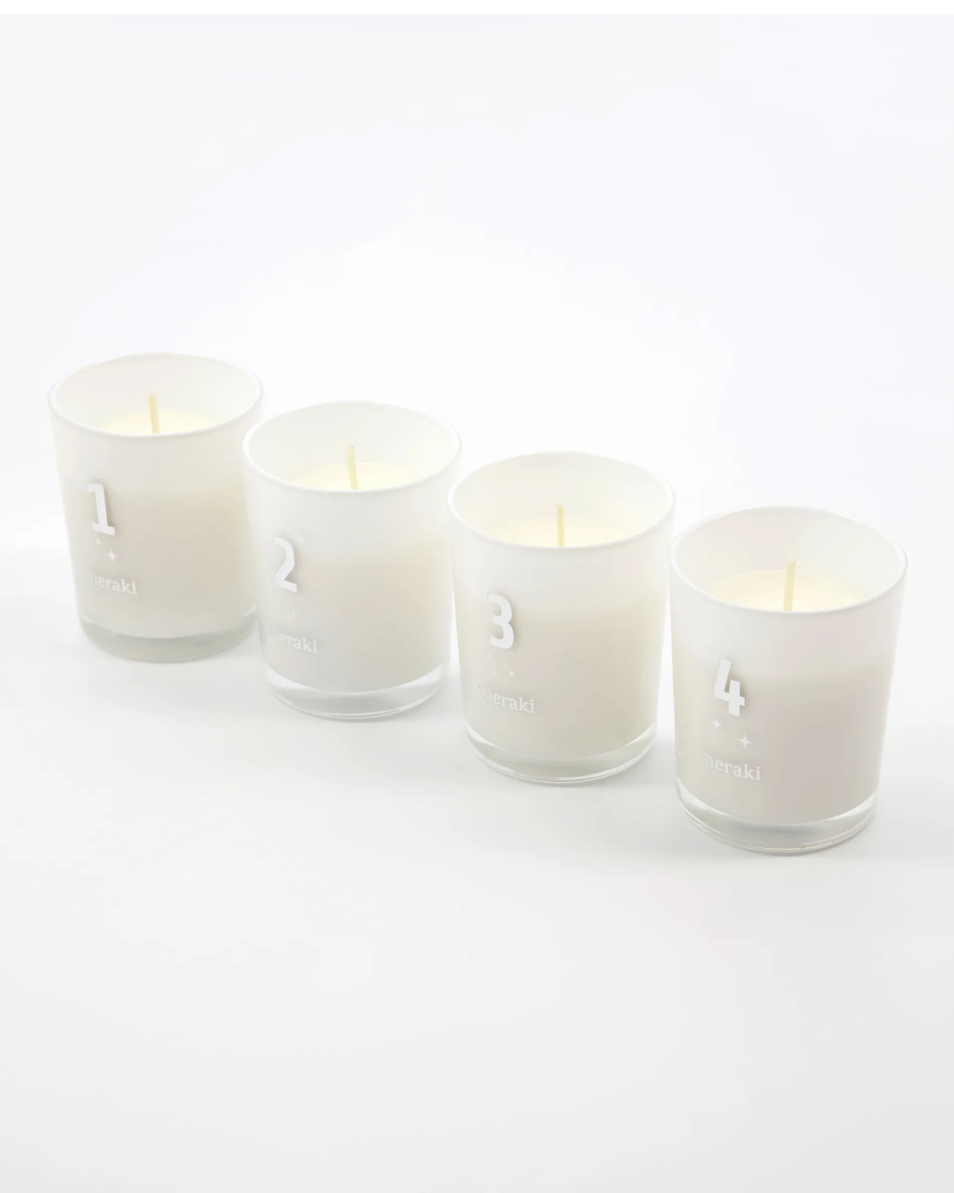Set de 4 velas perfumadas Meraki advent, Frozen meadow Meraki