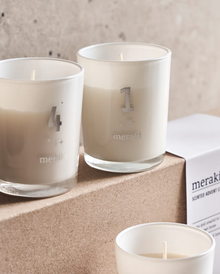 Set de 4 velas perfumadas Meraki advent, Frozen meadow Meraki