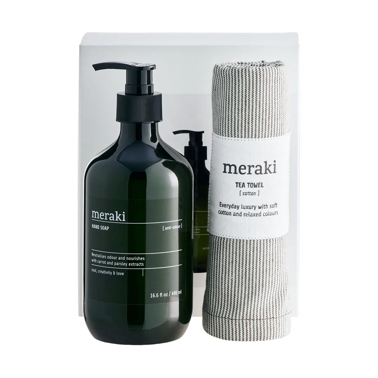 Set de regalo Meraki con jabón sin aroma y paño de cocina, Everyday cleanliness Meraki