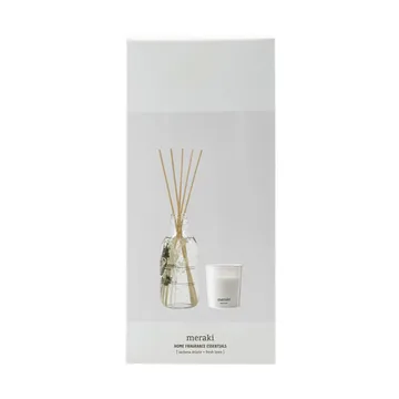 Set de regalo Meraki con varitas y vela aromática - Verbena drizzle-fresh linen - Meraki