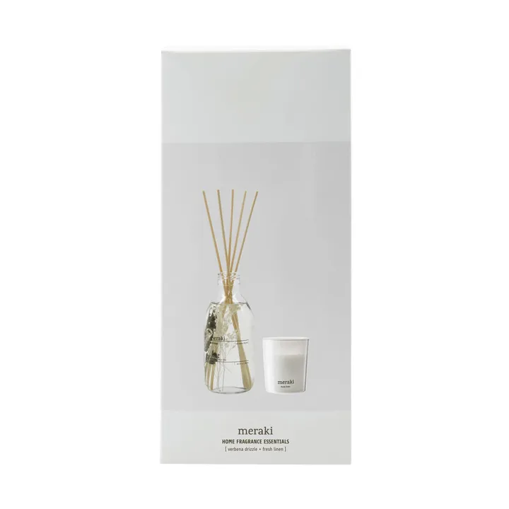 Set de regalo Meraki con varitas y vela aromática - Verbena drizzle-fresh linen - Meraki