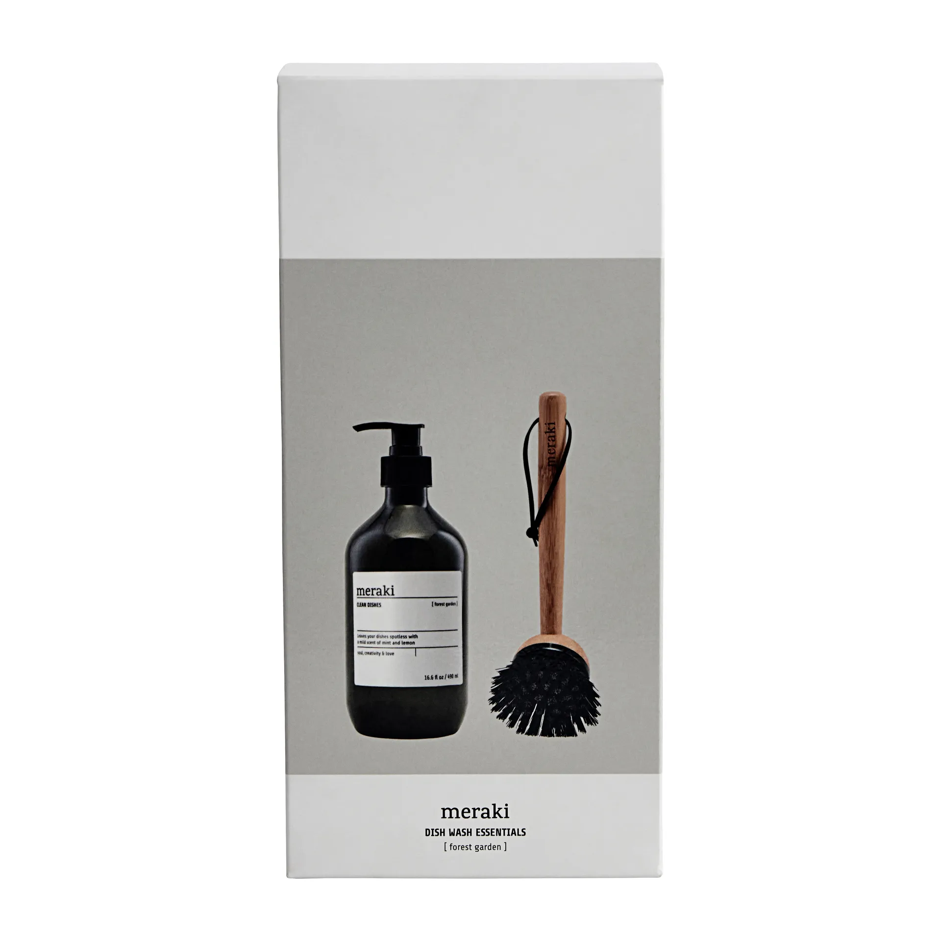 Set de regalo Meraki, detergente y cepillo para platos, Forest garden Meraki